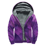 Purple Polygonal Geometric Print Sherpa Lined Zip Up Hoodie