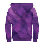 Purple Polygonal Geometric Print Sherpa Lined Zip Up Hoodie