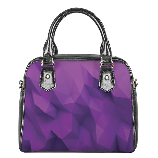Purple Polygonal Geometric Print Shoulder Handbag