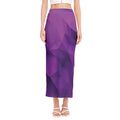 Purple Polygonal Geometric Print Side Slit Maxi Skirt