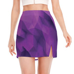 Purple Polygonal Geometric Print Side Slit Mini Skirt