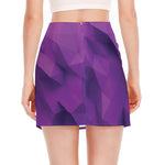 Purple Polygonal Geometric Print Side Slit Mini Skirt