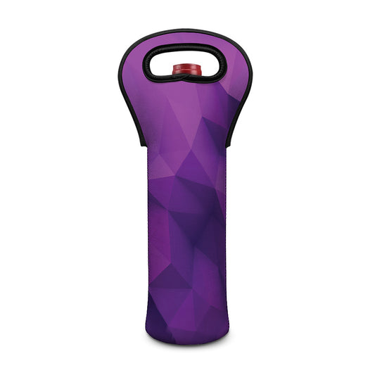 Purple Polygonal Geometric Print Single Neoprene Wine Tote