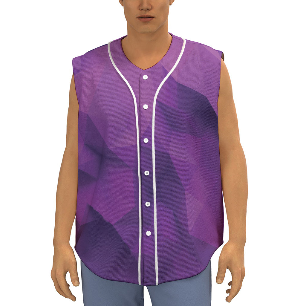 Purple Polygonal Geometric Print Sleeveless Baseball Jersey
