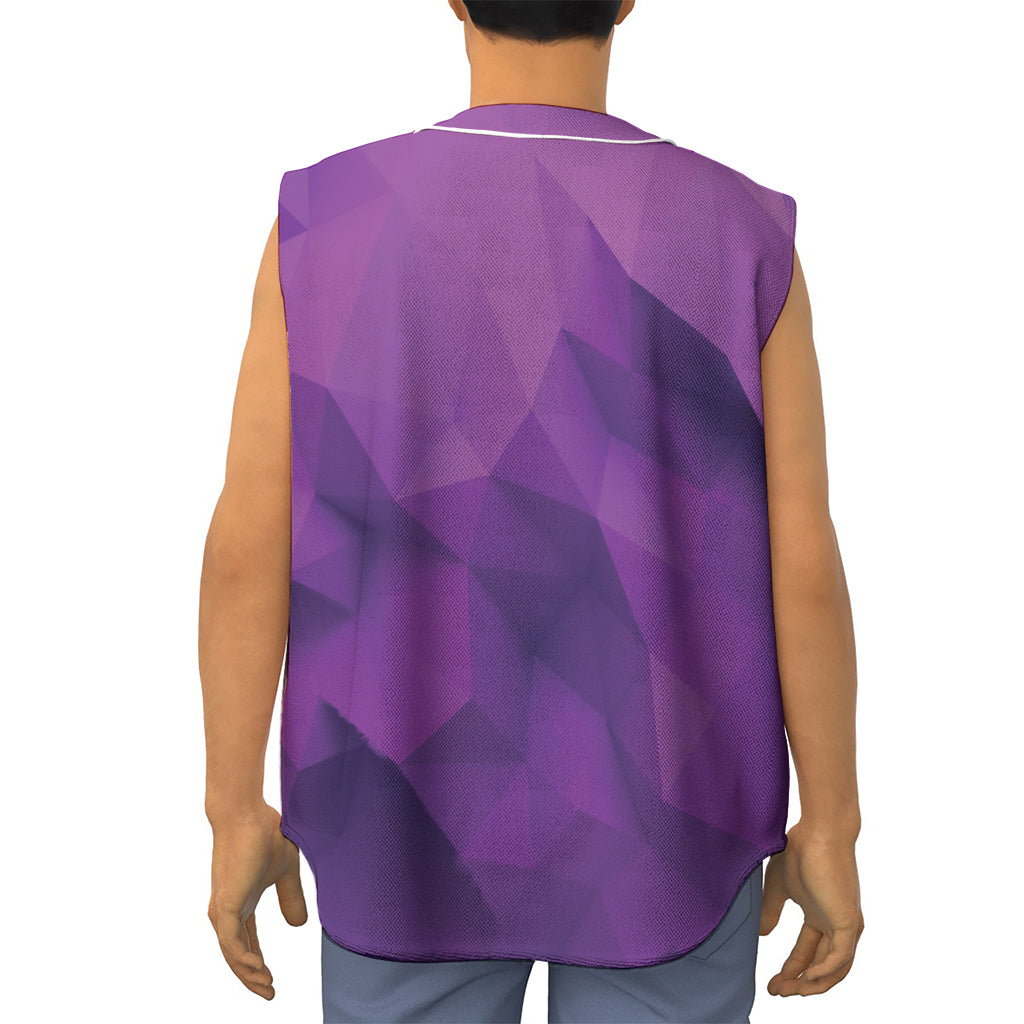 Purple Polygonal Geometric Print Sleeveless Baseball Jersey