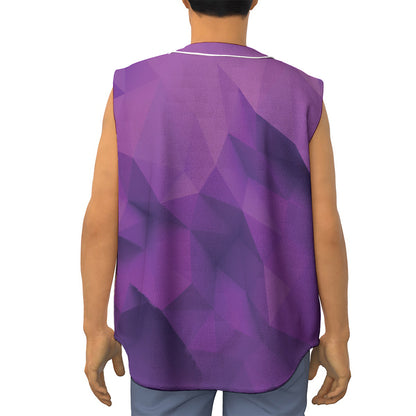 Purple Polygonal Geometric Print Sleeveless Baseball Jersey
