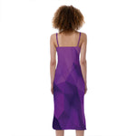 Purple Polygonal Geometric Print Slim Fit Midi Cami Dress