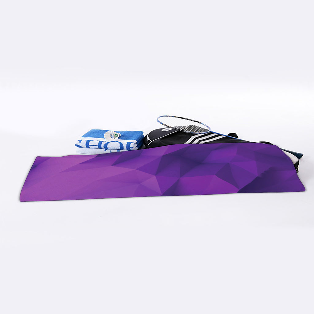 Purple Polygonal Geometric Print Sports Towel