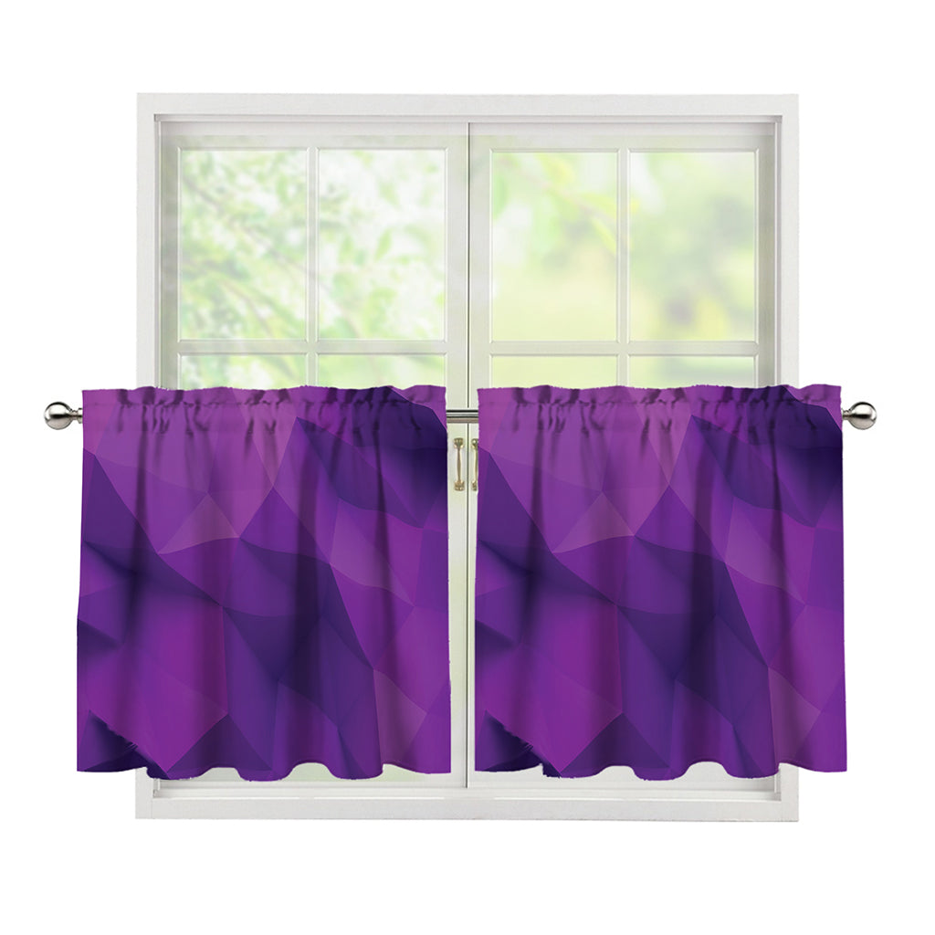 Purple Polygonal Geometric Print Tier Curtains