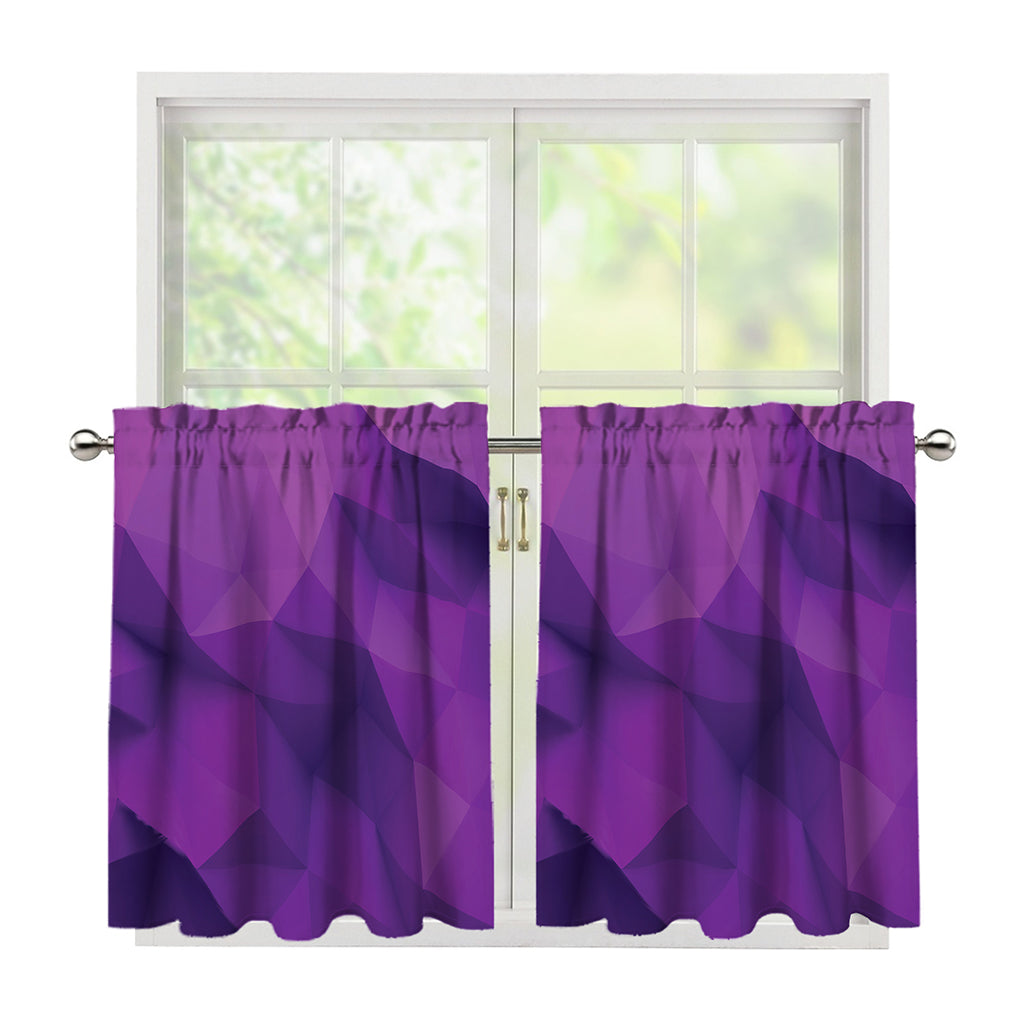 Purple Polygonal Geometric Print Tier Curtains