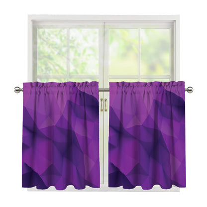 Purple Polygonal Geometric Print Tier Curtains
