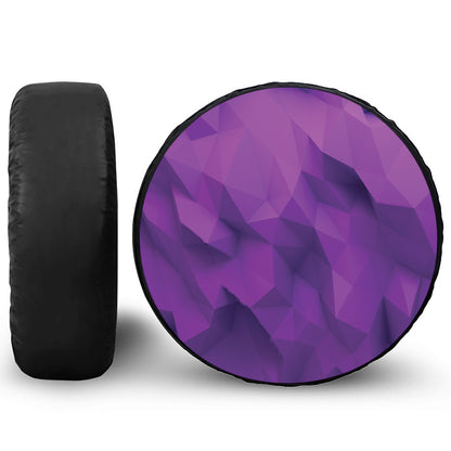 Purple Polygonal Geometric Print Tire Cover