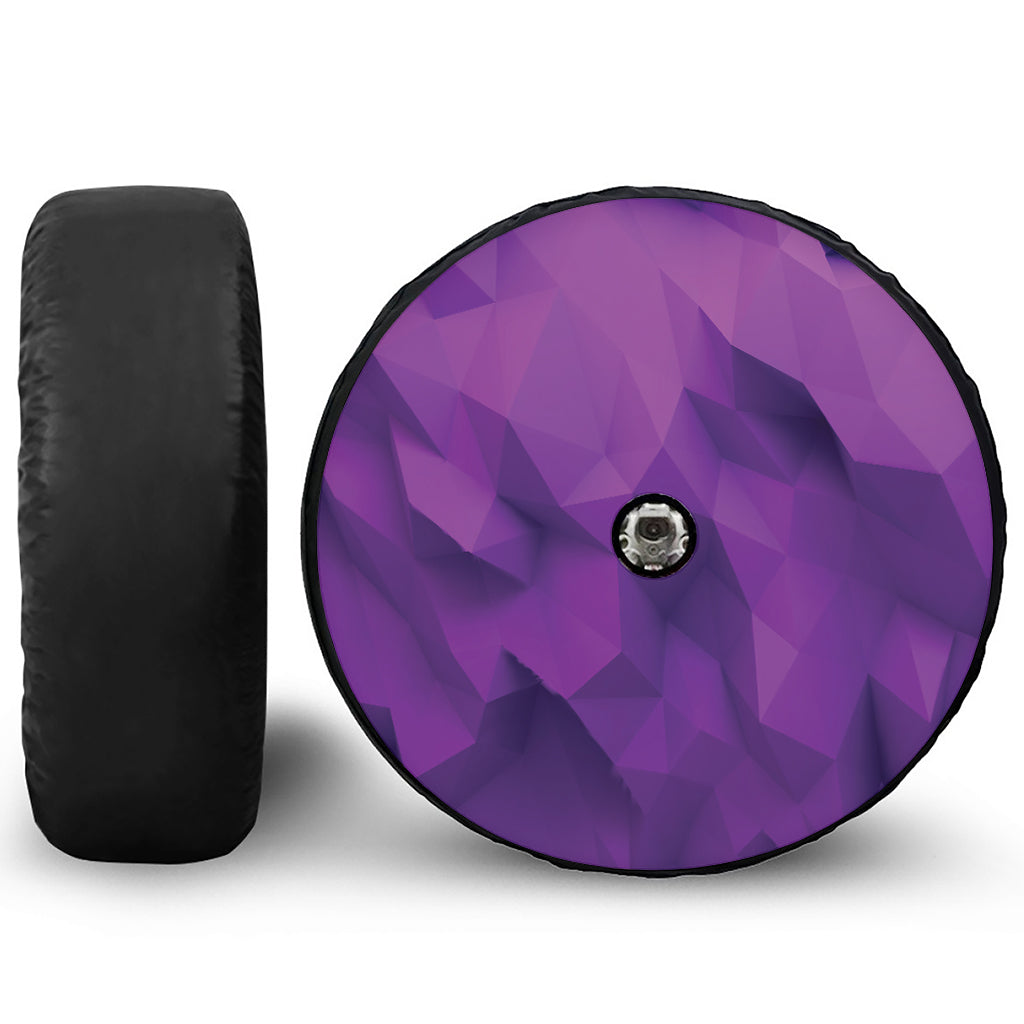 Purple Polygonal Geometric Print Tire Cover With Camera Hole