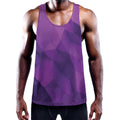 Purple Polygonal Geometric Print Men's Workout Tank Top