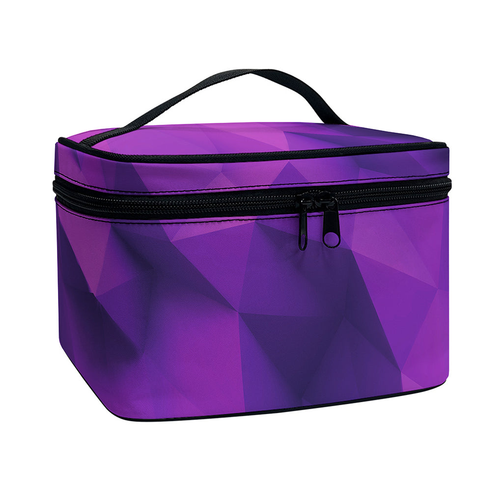 Purple Polygonal Geometric Print Travel Makeup Bag