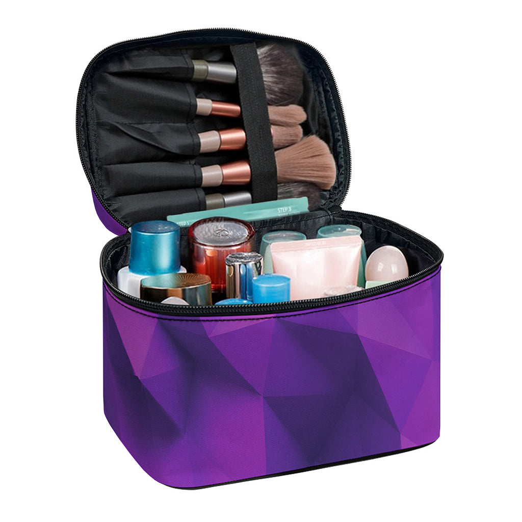 Purple Polygonal Geometric Print Travel Makeup Bag