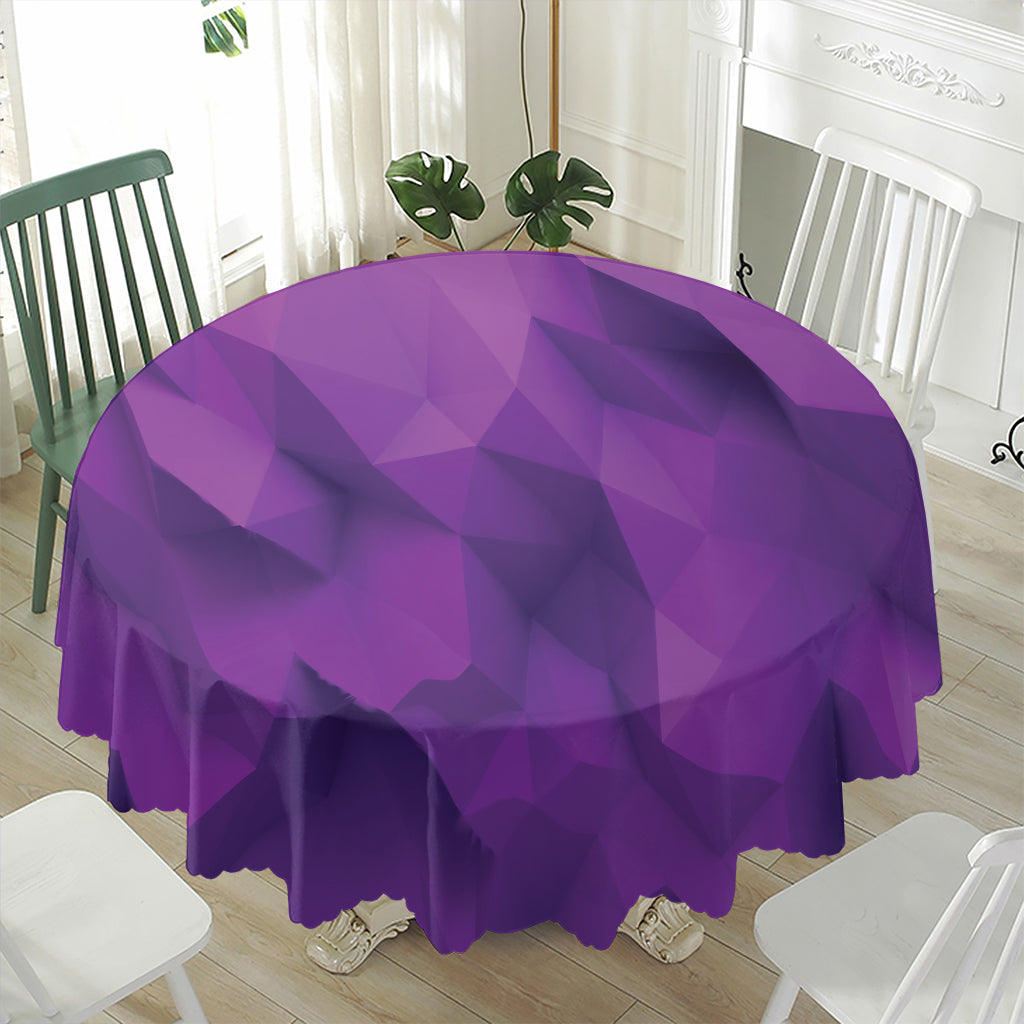 Purple Polygonal Geometric Print Waterproof Round Tablecloth