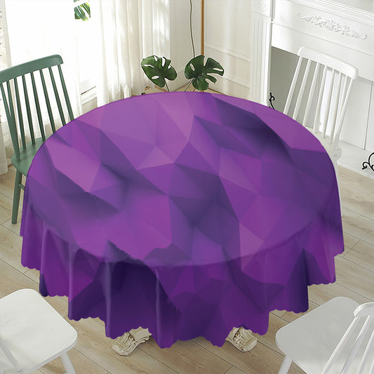 Purple Polygonal Geometric Print Waterproof Round Tablecloth