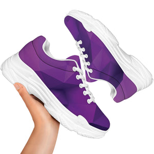 Purple Polygonal Geometric Print White Chunky Shoes