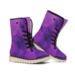 Purple Polygonal Geometric Print Winter Boots