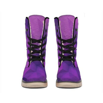 Purple Polygonal Geometric Print Winter Boots