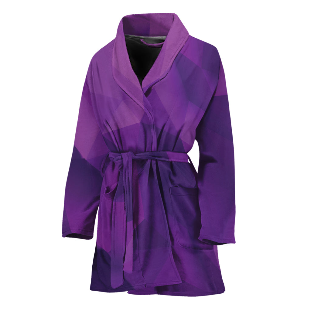 Purple Polygonal Geometric Print Women's Bathrobe