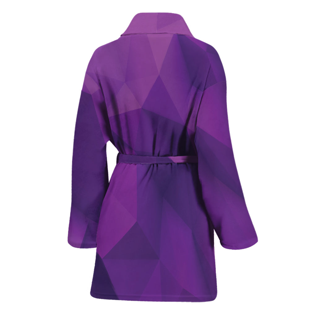 Purple Polygonal Geometric Print Women's Bathrobe