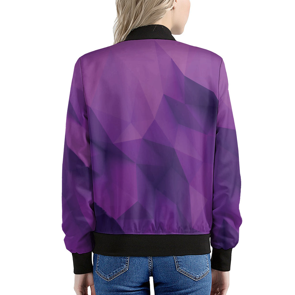 Purple Polygonal Geometric Print Women's Bomber Jacket