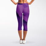 Purple Polygonal Geometric Print Women's Capri Leggings