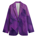 Purple Polygonal Geometric Print Women's Cotton Blazer