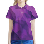 Purple Polygonal Geometric Print Women's Polo Shirt