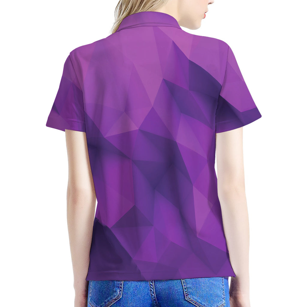 Purple Polygonal Geometric Print Women's Polo Shirt