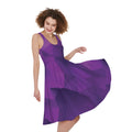Purple Polygonal Geometric Print Sleeveless Knee Length Dress