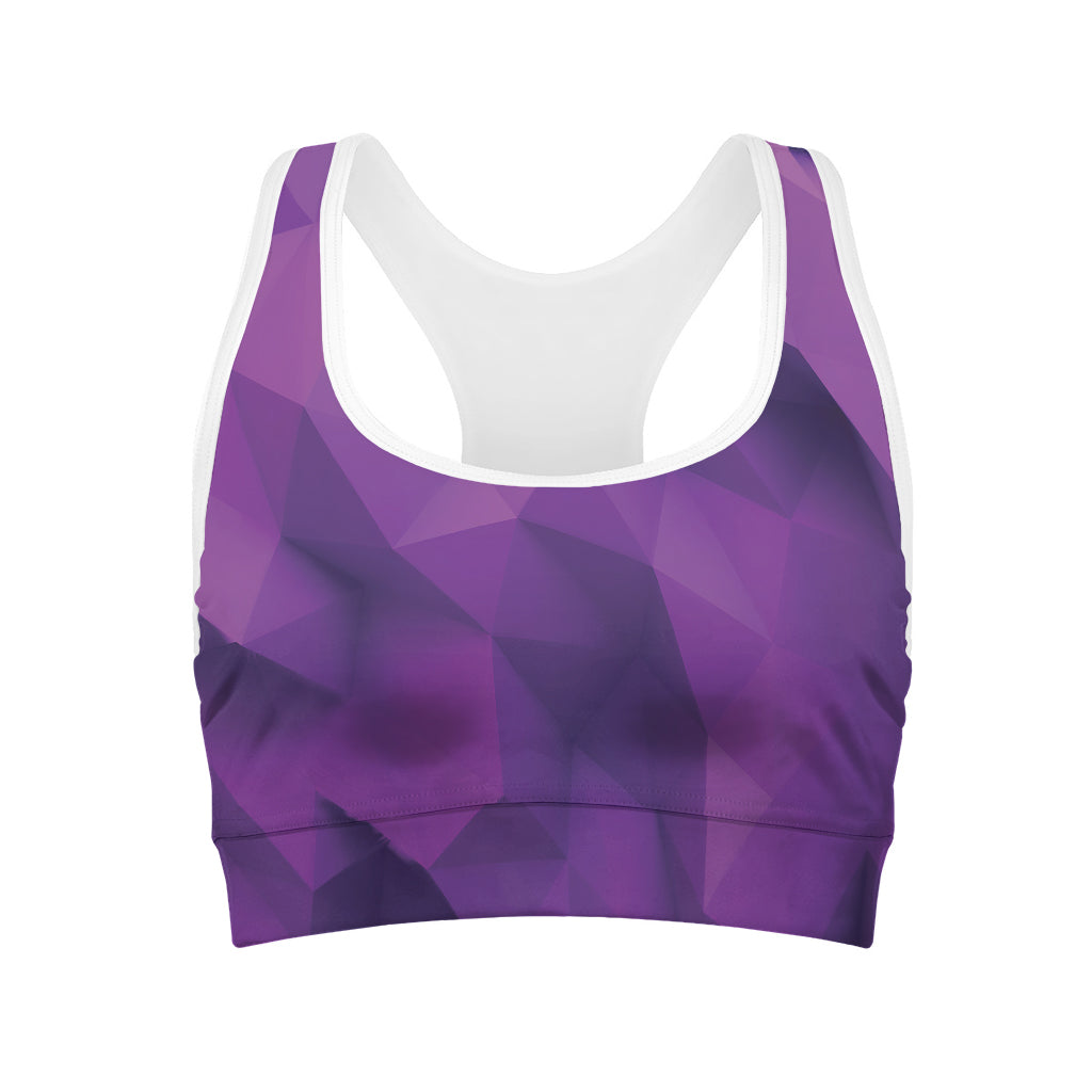 Purple Polygonal Geometric Print Women's Sports Bra