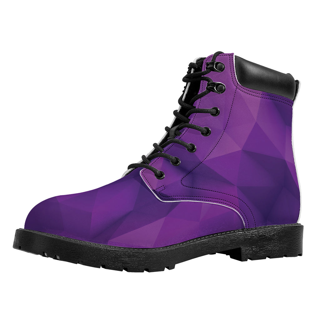 Purple Polygonal Geometric Print Work Boots