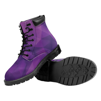 Purple Polygonal Geometric Print Work Boots