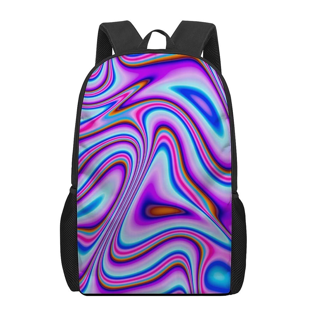 Purple Psychedelic Trippy Print 17 Inch Backpack