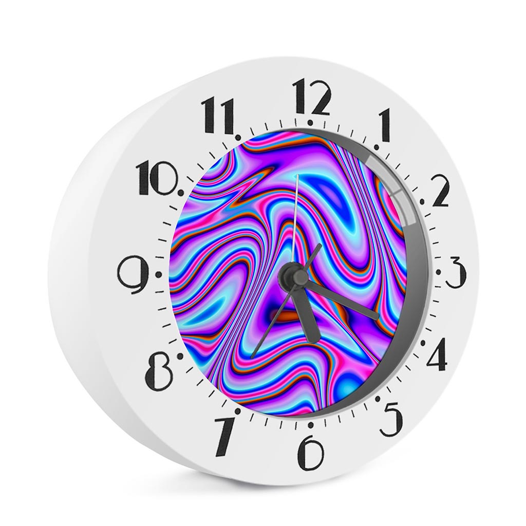 Purple Psychedelic Trippy Print Alarm Clock