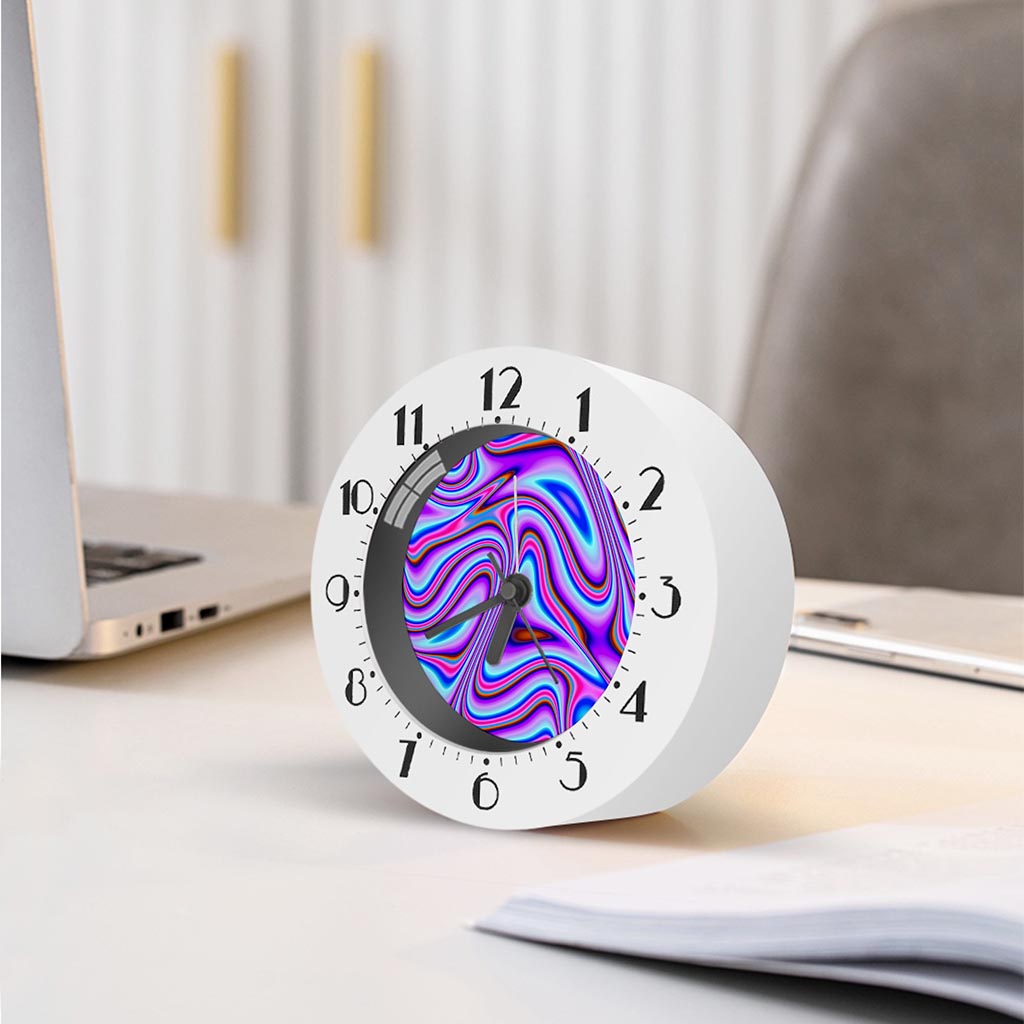 Purple Psychedelic Trippy Print Alarm Clock