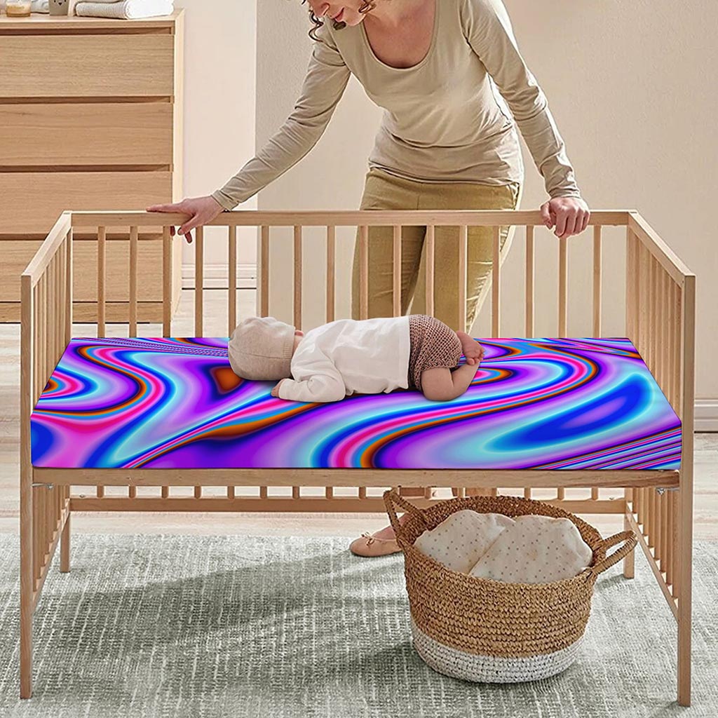 Purple Psychedelic Trippy Print Baby Crib Sheet