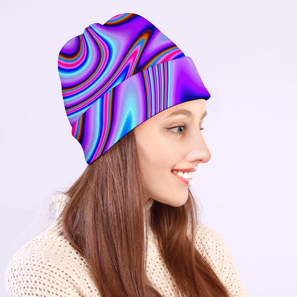 Purple Psychedelic Trippy Print Beanie