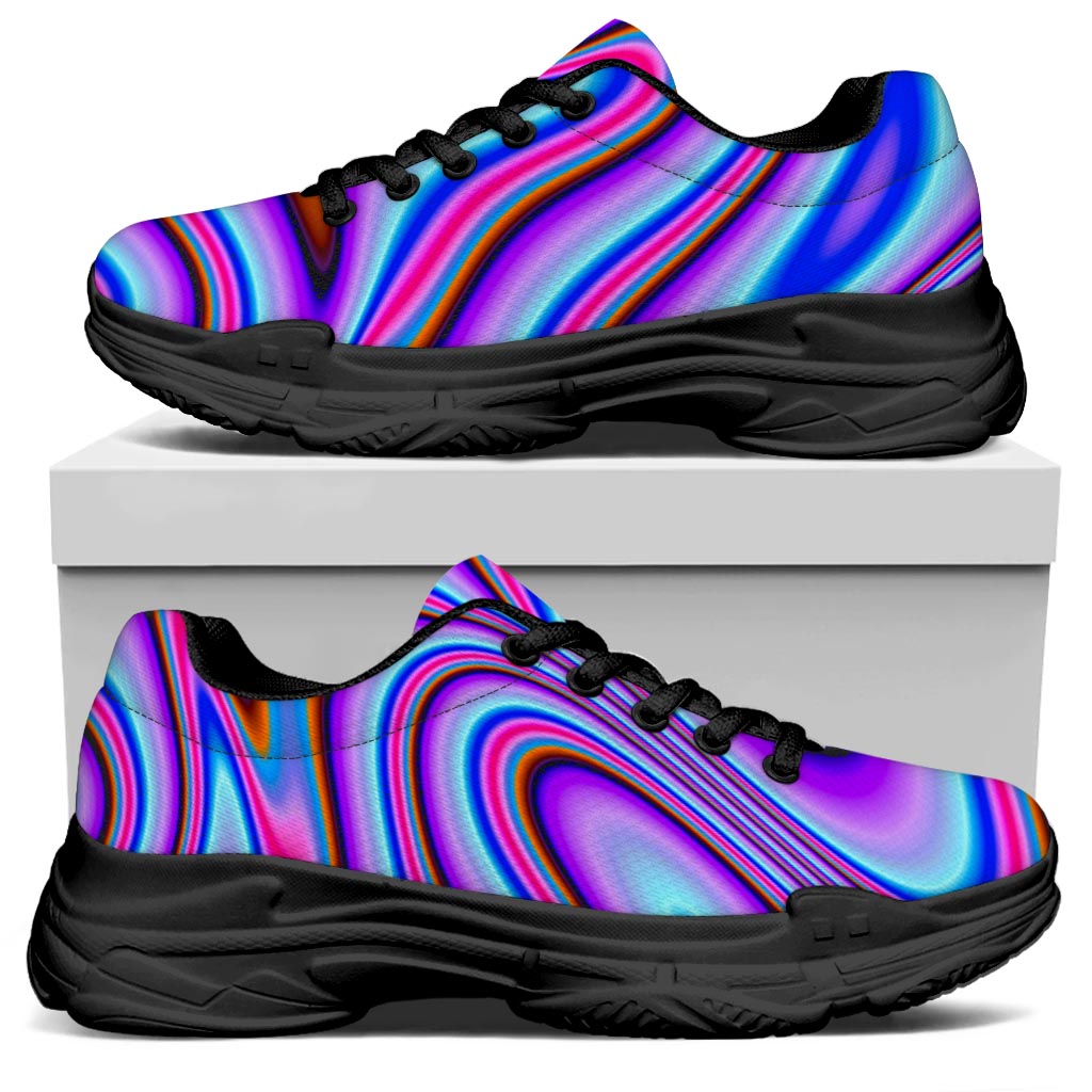 Purple Psychedelic Trippy Print Black Chunky Shoes