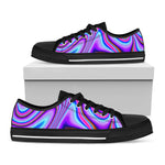 Purple Psychedelic Trippy Print Black Low Top Sneakers