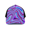 Purple Psychedelic Trippy Print Black Mesh Trucker Hat