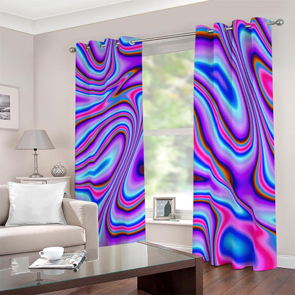 Purple Psychedelic Trippy Print Blackout Grommet Curtains