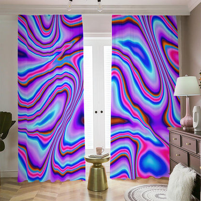Purple Psychedelic Trippy Print Blackout Pencil Pleat Curtains