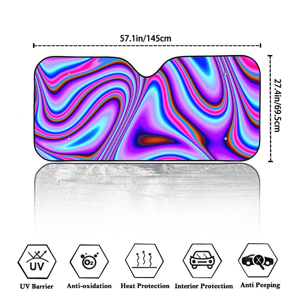 Purple Psychedelic Trippy Print Car Windshield Sun Shade