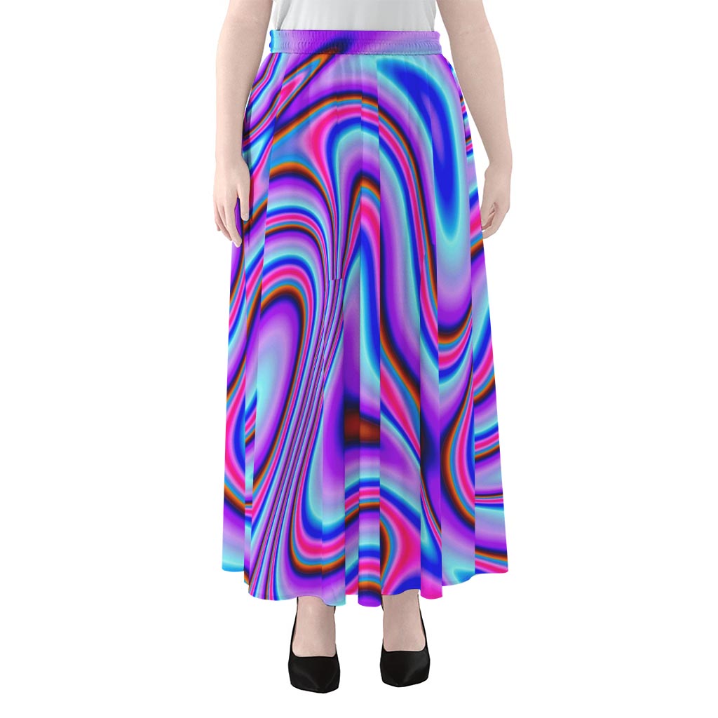 Purple Psychedelic Trippy Print Chiffon Maxi Skirt