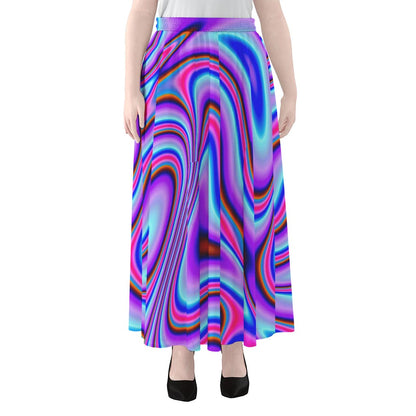 Purple Psychedelic Trippy Print Chiffon Maxi Skirt
