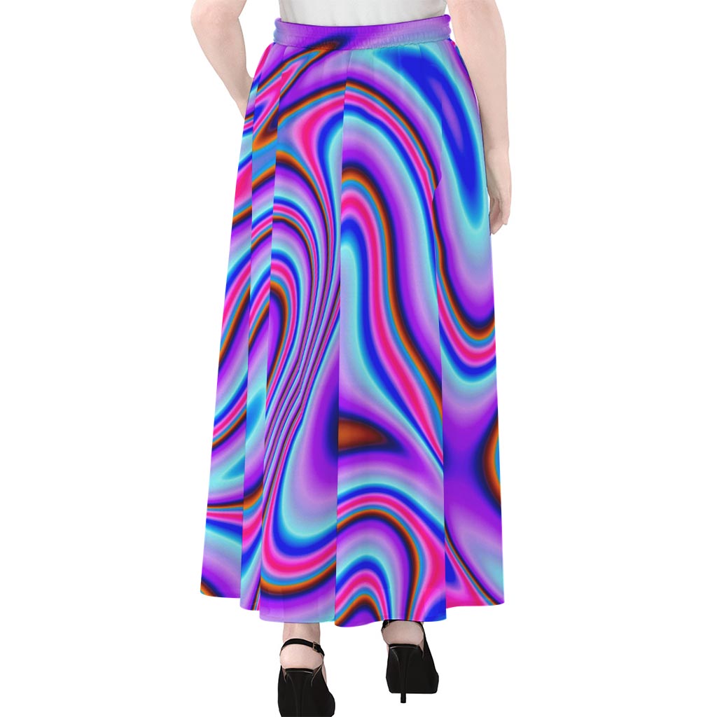 Purple Psychedelic Trippy Print Chiffon Maxi Skirt